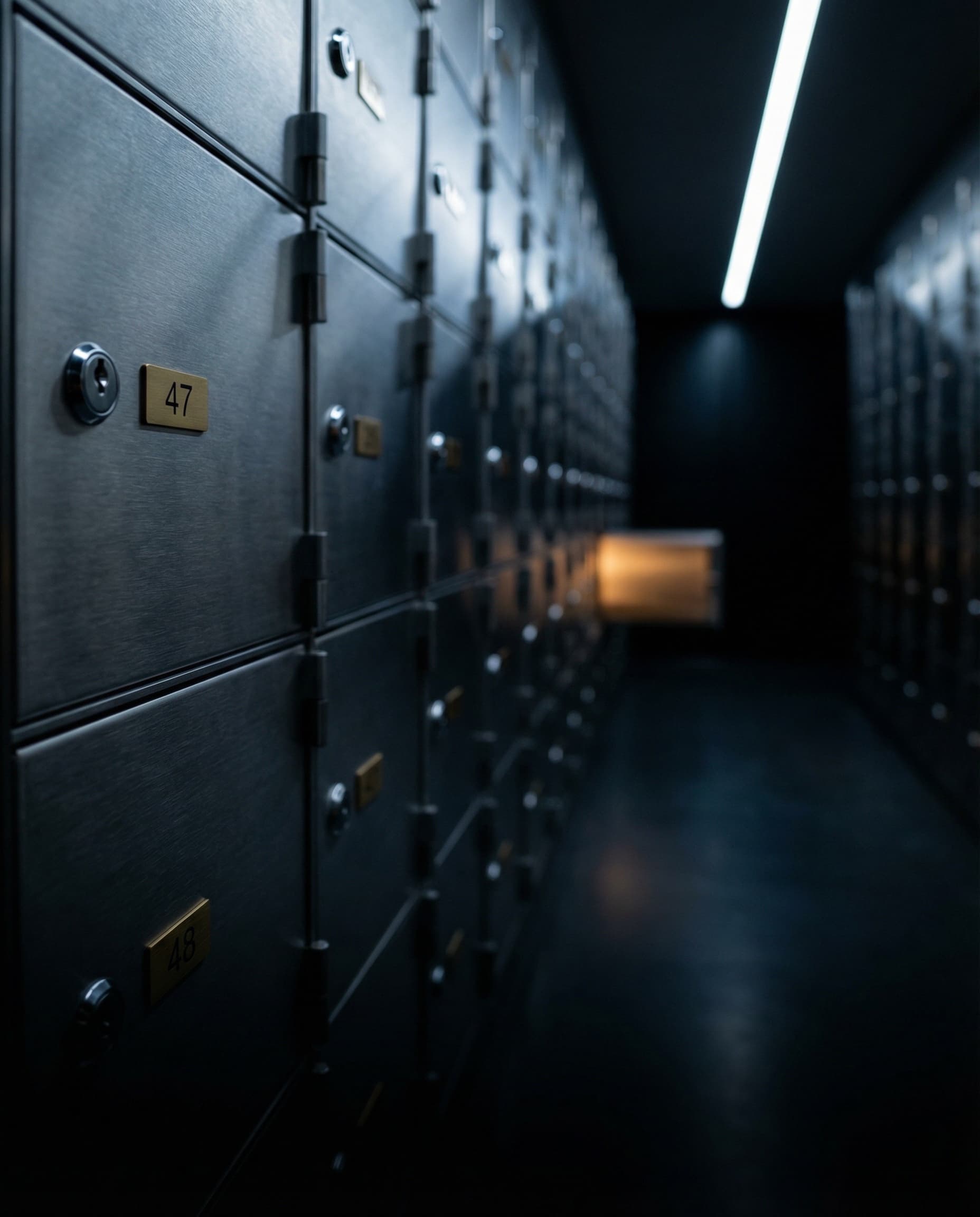 Safe deposit box drawer opened in secure vault facility