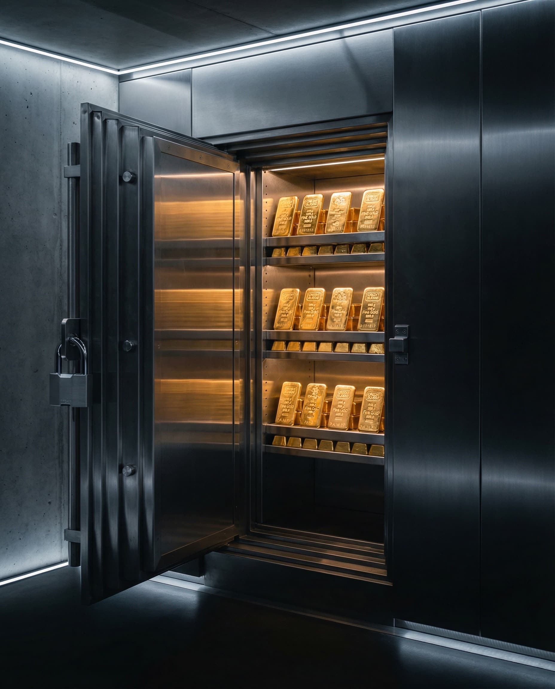 Heavy-duty bullion locker safe with gold bars